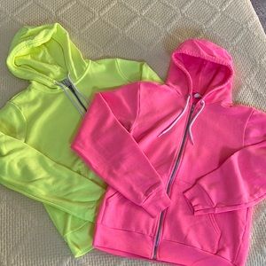 2 Neon Hoodies Bundle Pink Yellow Divided and American Apparel Small/Medium